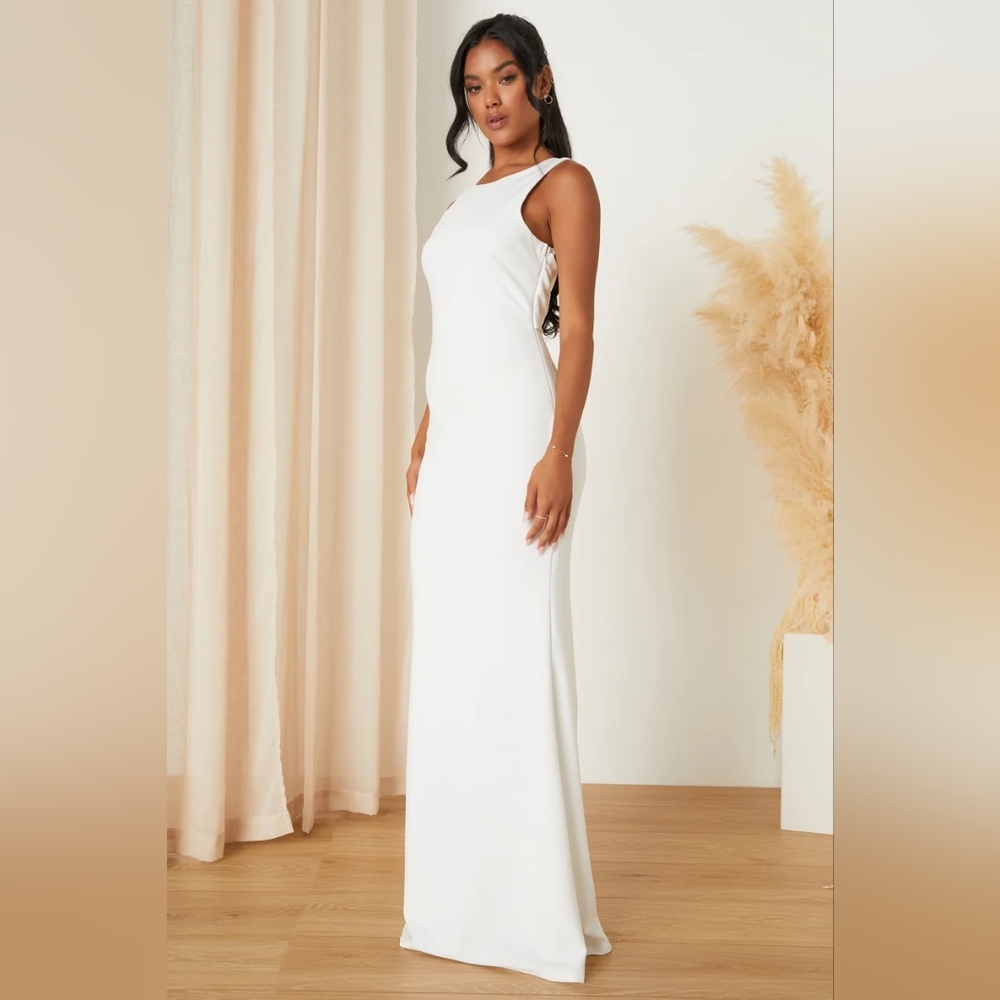 Love In Your Eyes Ivory Knotted Mermaid Maxi Dress - Picture 4 of 9